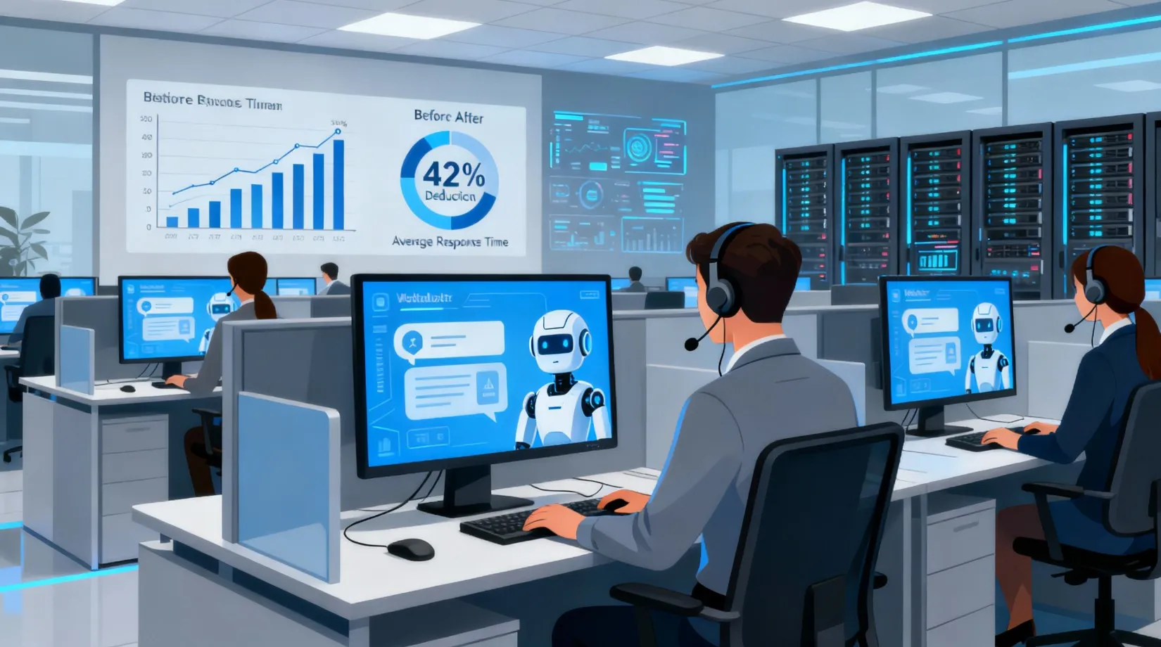 Оптимизация колл-центра: как ИИ уменьшил среднее время ответа на 42%